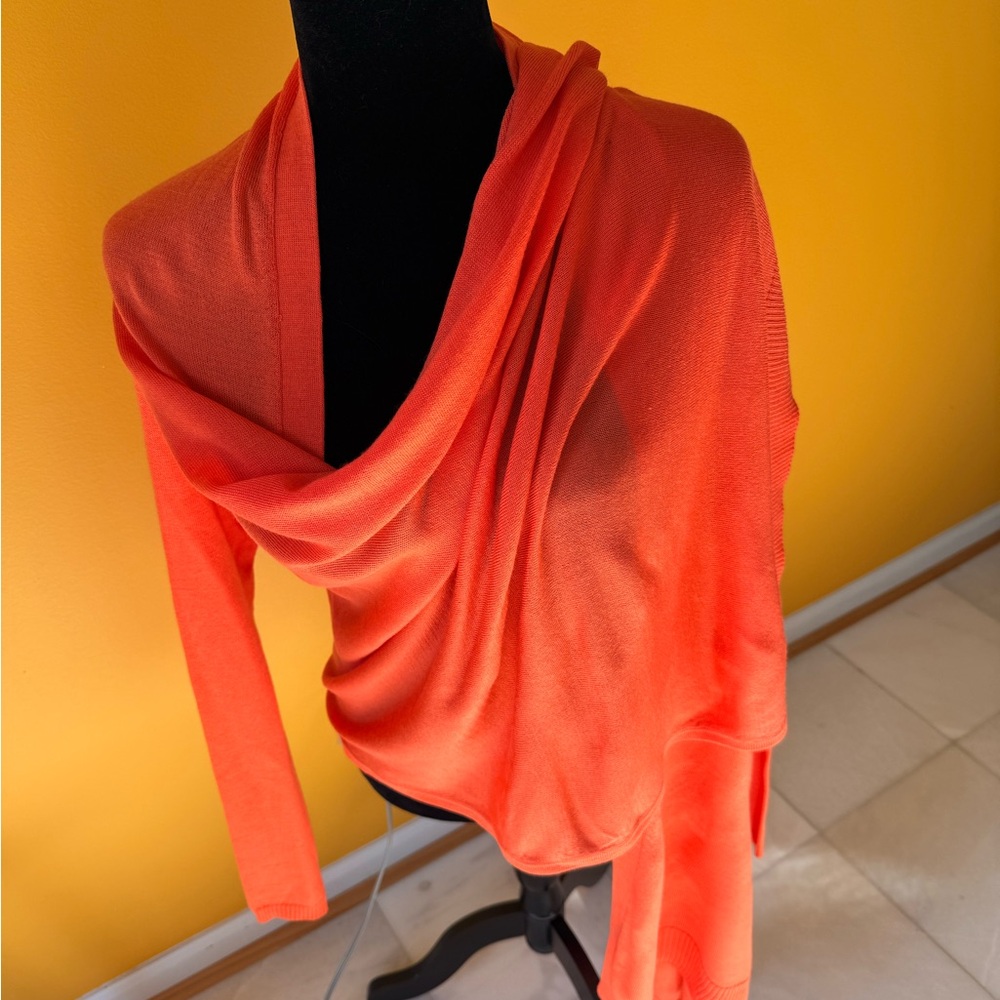 Vibrant Orange Wrap Sweater